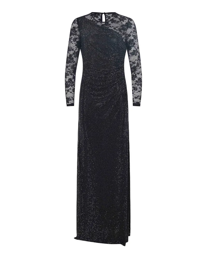 Self-Portrait Knielanges Kleid - Schwarz Schwarz