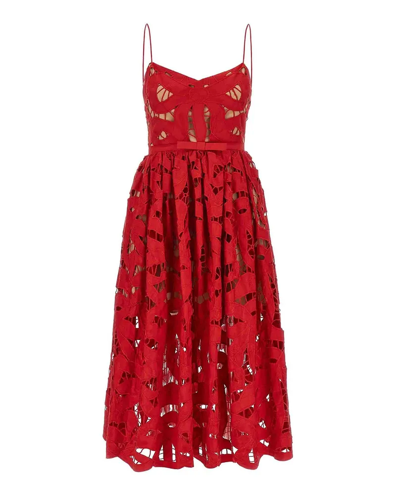 Self-Portrait Knielanges Kleid - Rot Rot