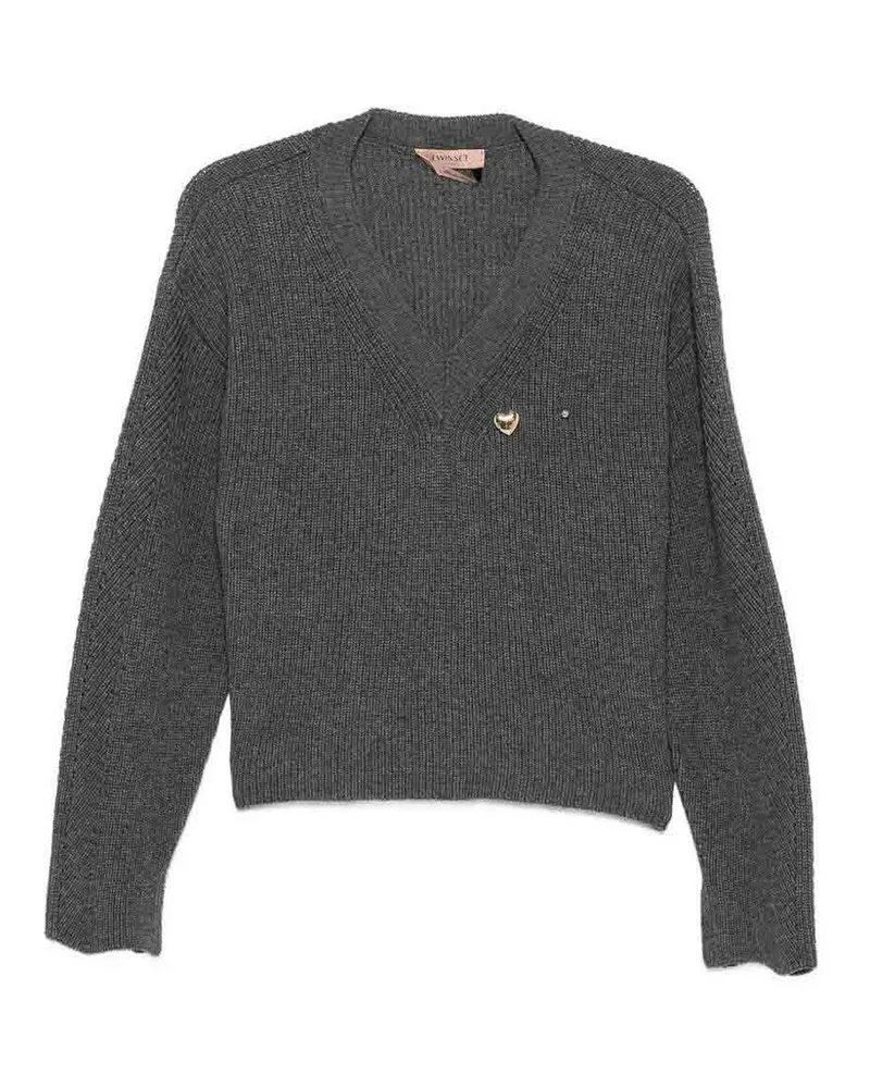 Twin-Set Rundhalspullover - Grau Grau