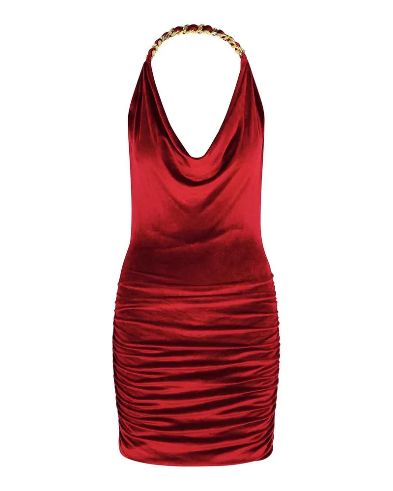 Balmain Knielanges Kleid - Dunkelrot Dunkelrot
