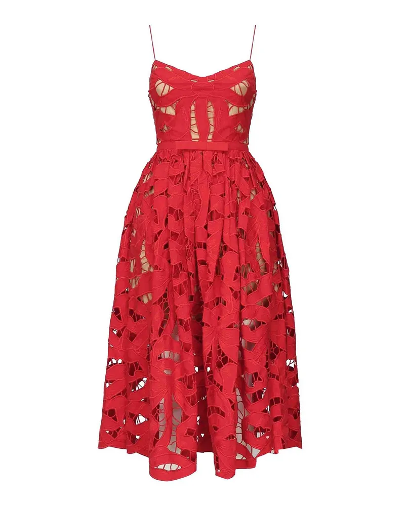 Self-Portrait Knielanges Kleid - Rot Rot
