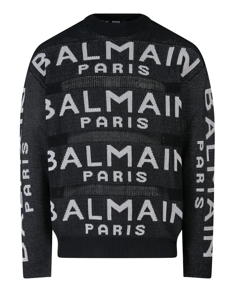 Balmain Rundhalspullover - Schwarz Schwarz