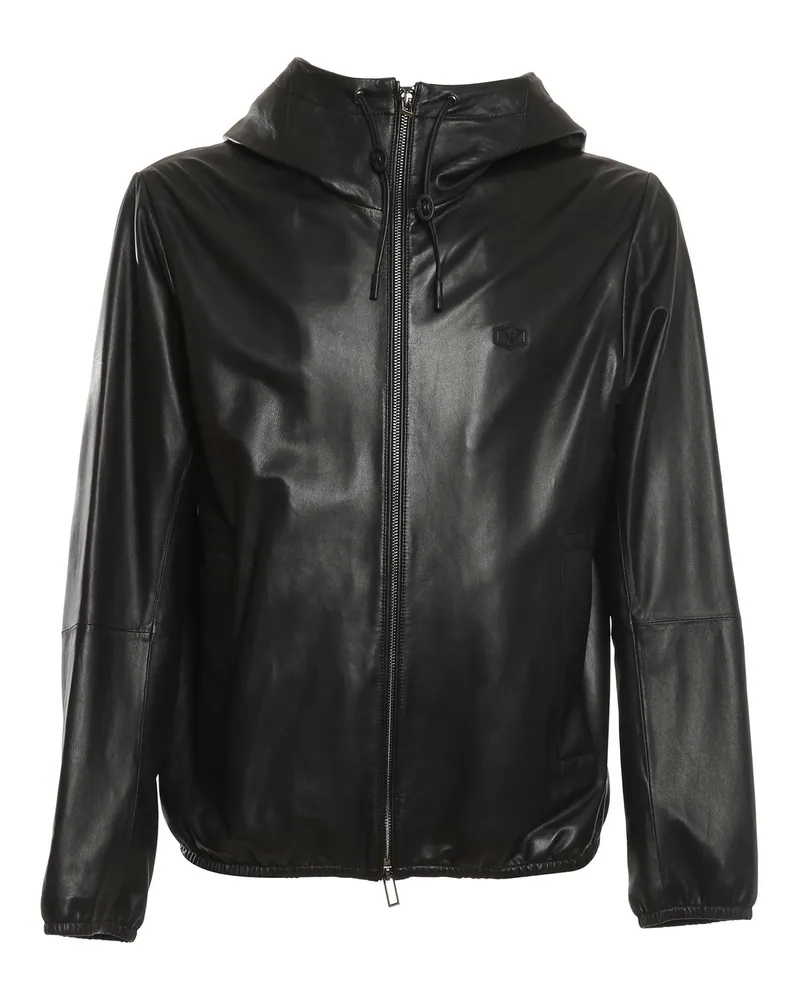 Emporio Armani Lederjacke - Schwarz Schwarz