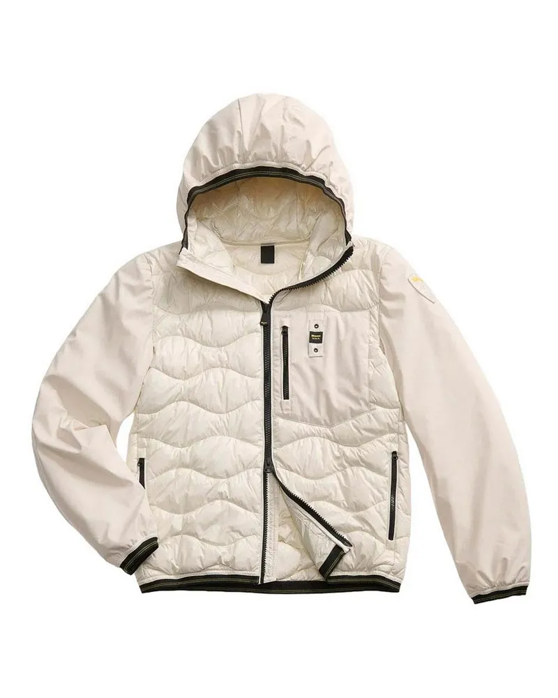 Blauer Daunenmantel - Weiß Weiß