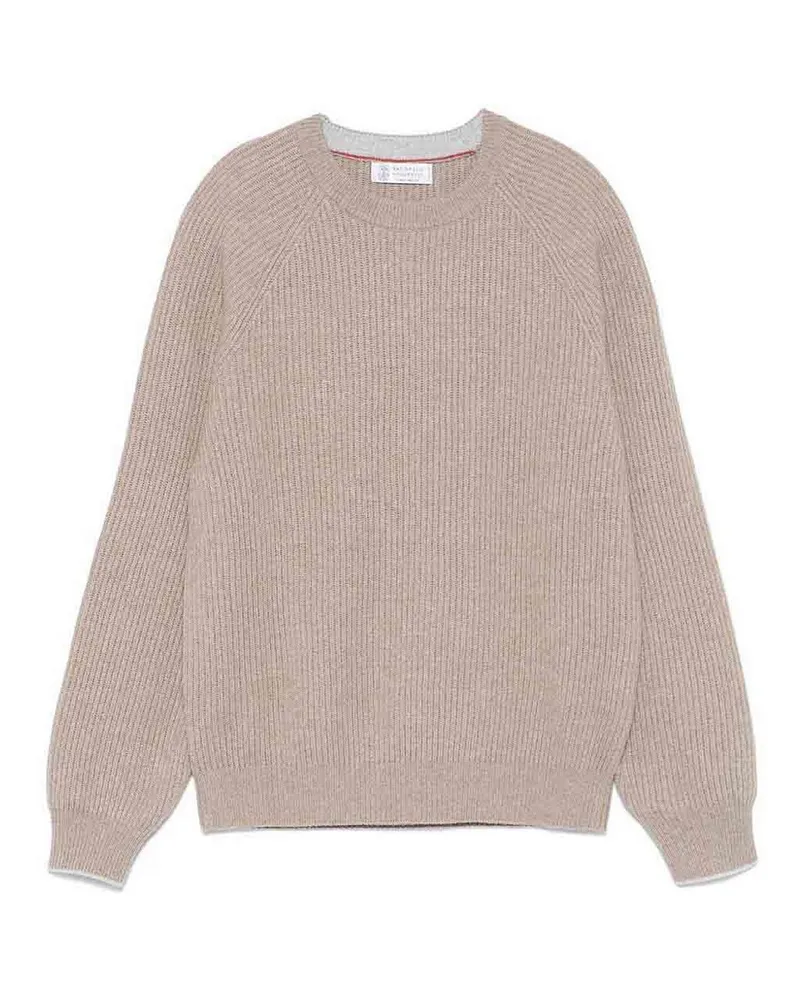 Brunello Cucinelli Rundhalspullover - Hellbraun Hellbraun