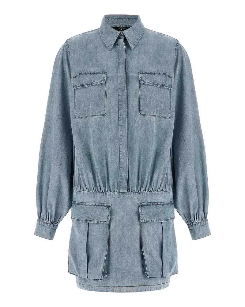 7 for all mankind Knielanges Kleid - Hellblau Hellblau