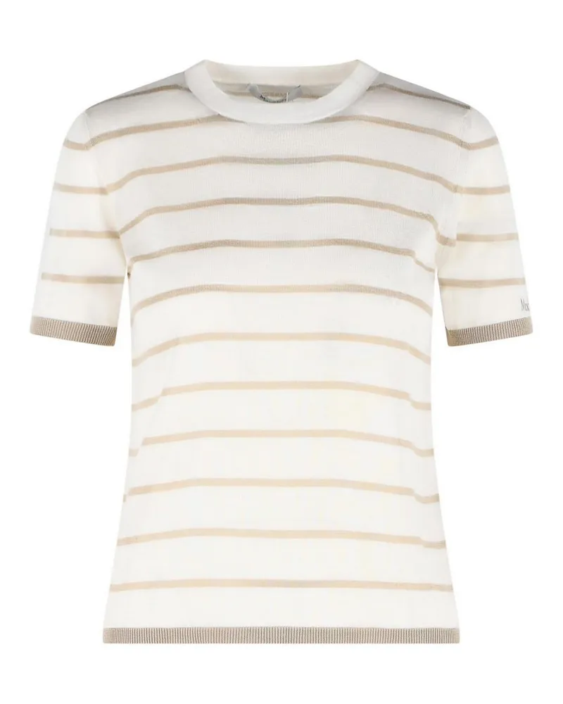 Max Mara Rundhalspullover - Weiß Weiß