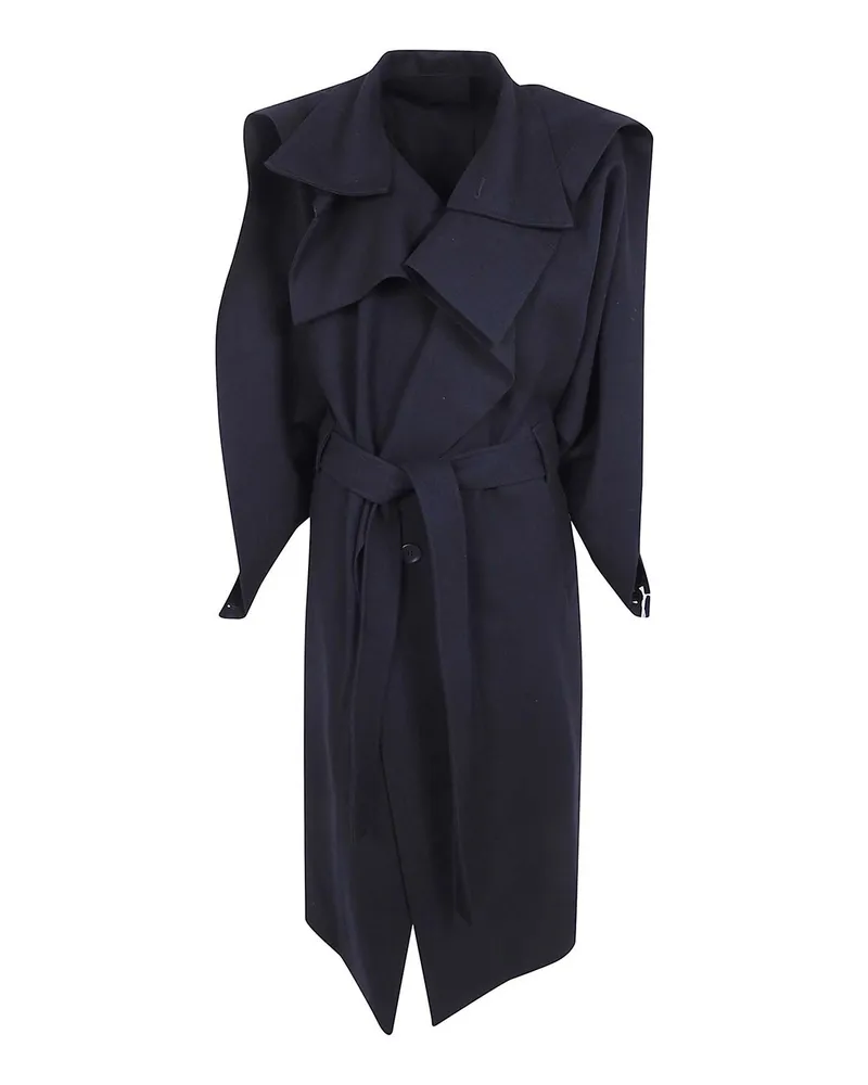 Issey Miyake Langer Mantel - Schwarz Schwarz