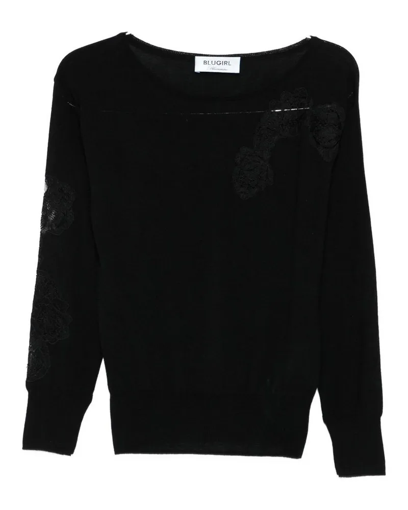 Blumarine Rundhalspullover - Schwarz Schwarz