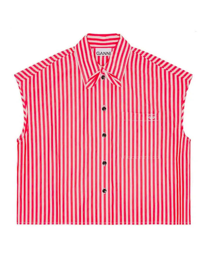 Ganni Hemd - Weiß Rot