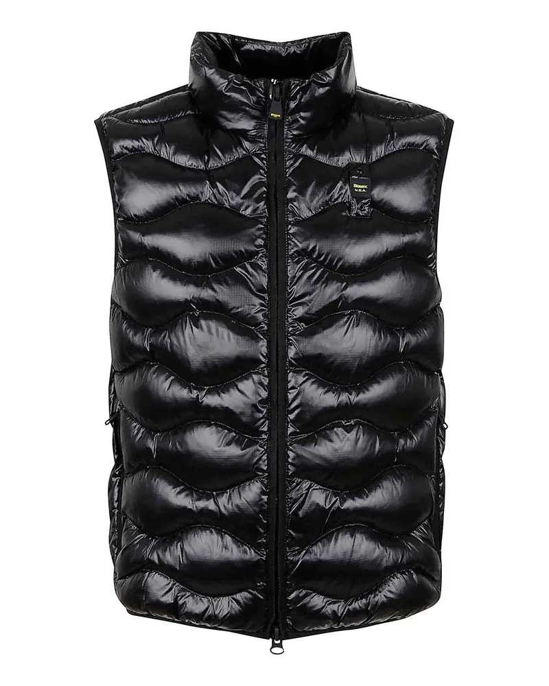 Blauer Knielanger Mantel - Schwarz Schwarz