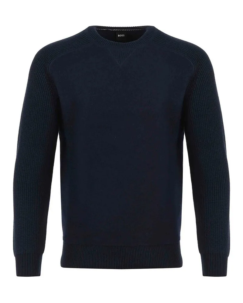 HUGO BOSS Rundhalspullover - Blau Blau