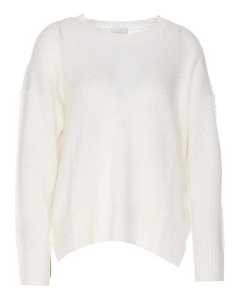 ALLUDE Rundhalspullover - Weiß Weiß