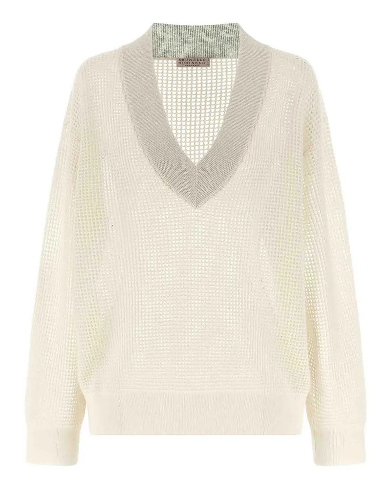 Brunello Cucinelli V-Pullover - Weiß Weiß