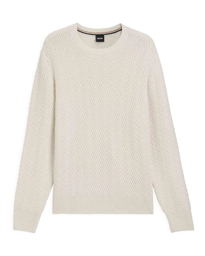 HUGO BOSS U-Boot-Pullover - Weiß Weiß