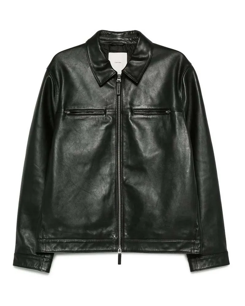 Calvin Klein Ledermantel - Schwarz Schwarz