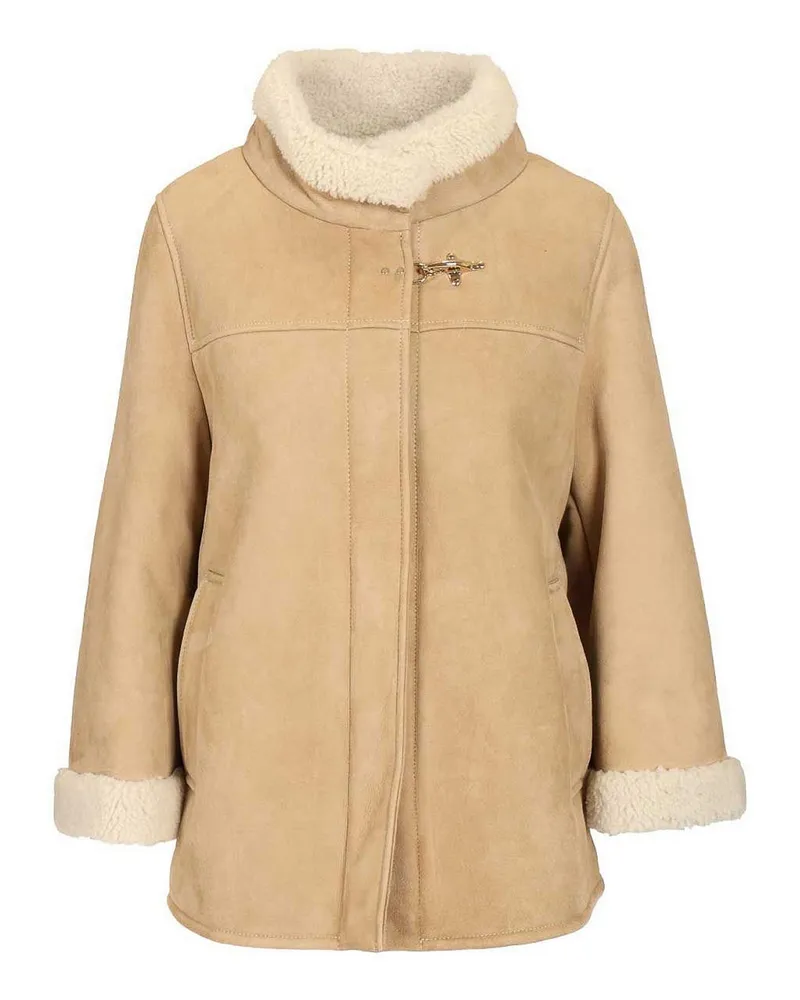 Fay Ledermantel - Grau Beige