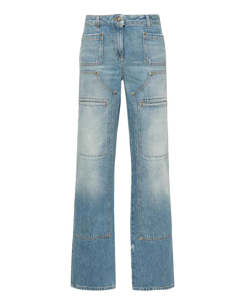 Palm Angels Straight Leg Jeans - Blau Blau