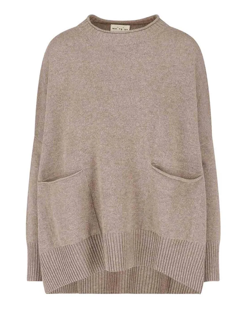 MA'RY'YA Rundhalspullover - Taupe Taupe