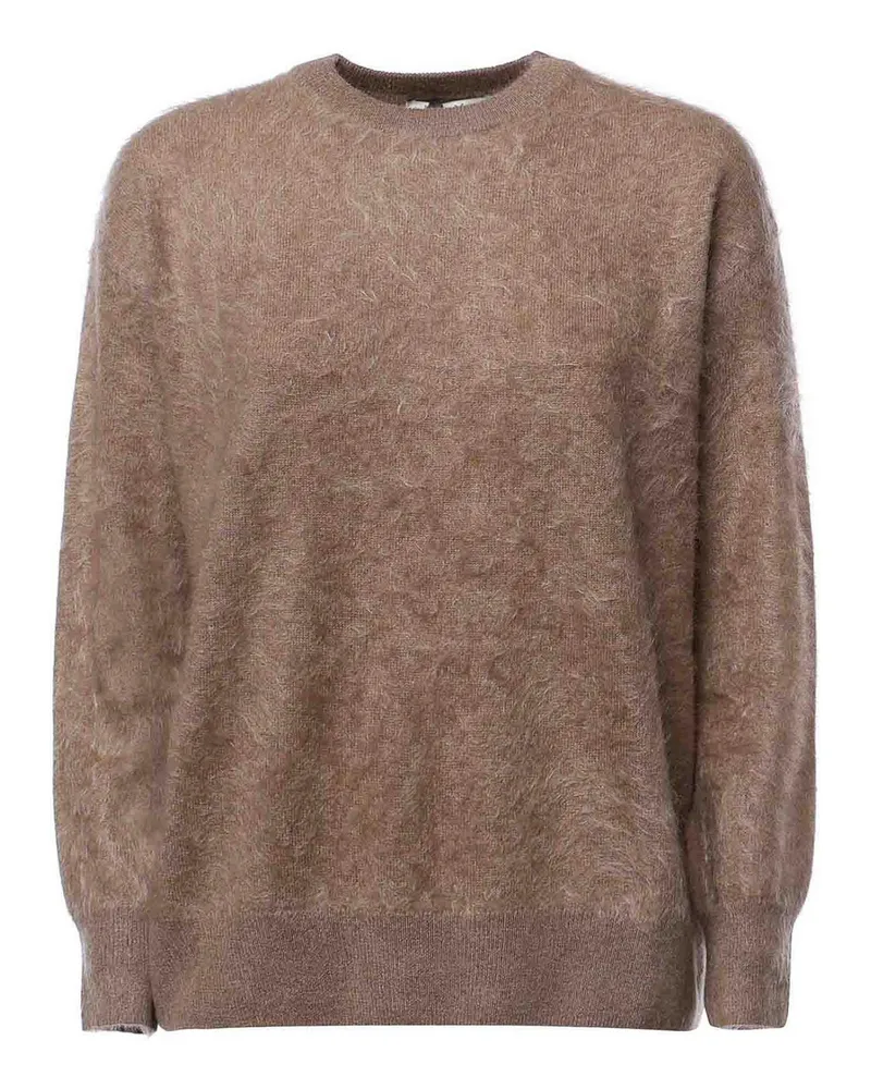 Max Mara Rundhalspullover - Braun Braun