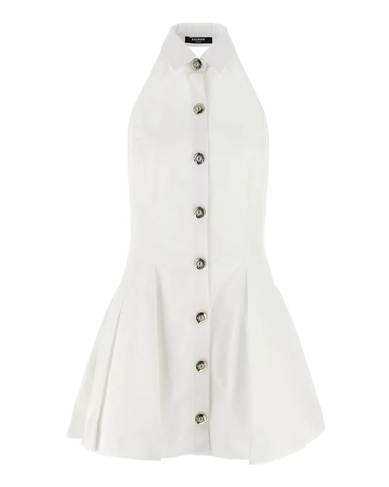 Balmain Knielanges Kleid - Weiß Weiß