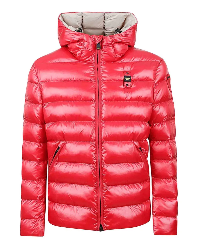 Blauer Knielanger Mantel - Rot Rot