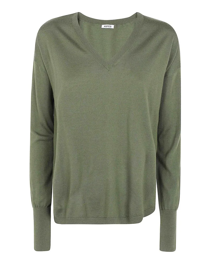 ASPESI V-Pullover - Grün Grün