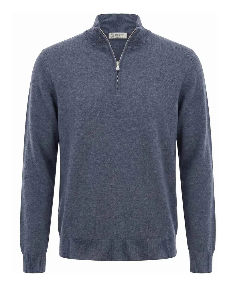 Brunello Cucinelli Rundhalspullover - Denim Grau