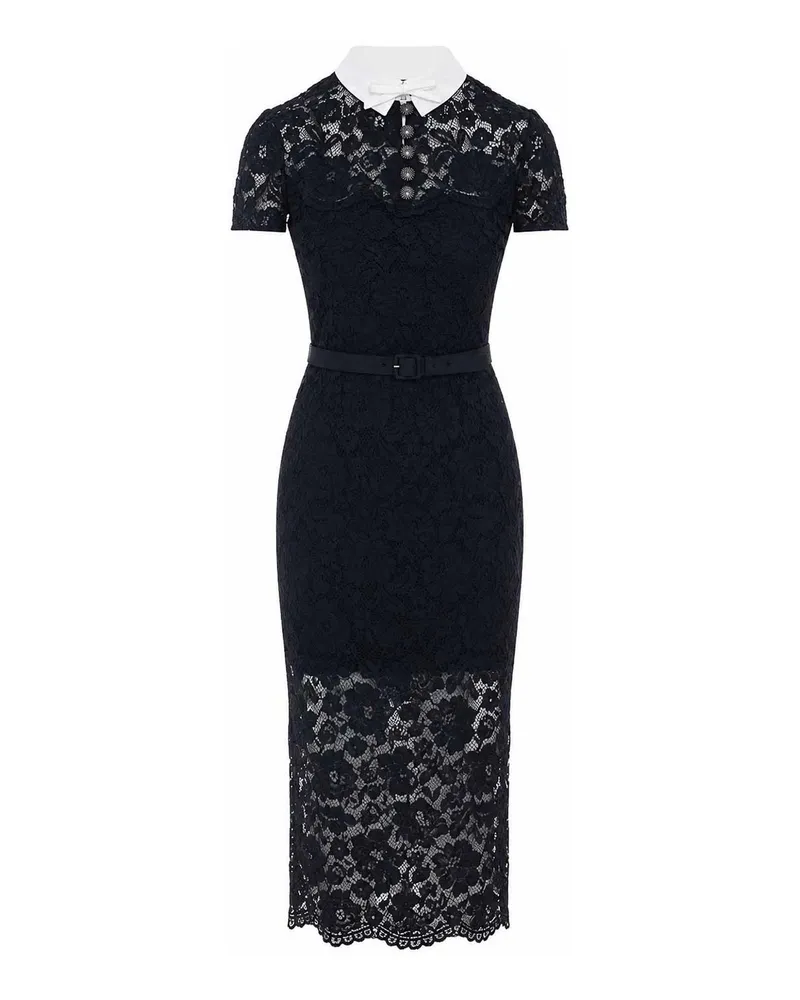 Self-Portrait Knielanges Kleid - Schwarz Schwarz
