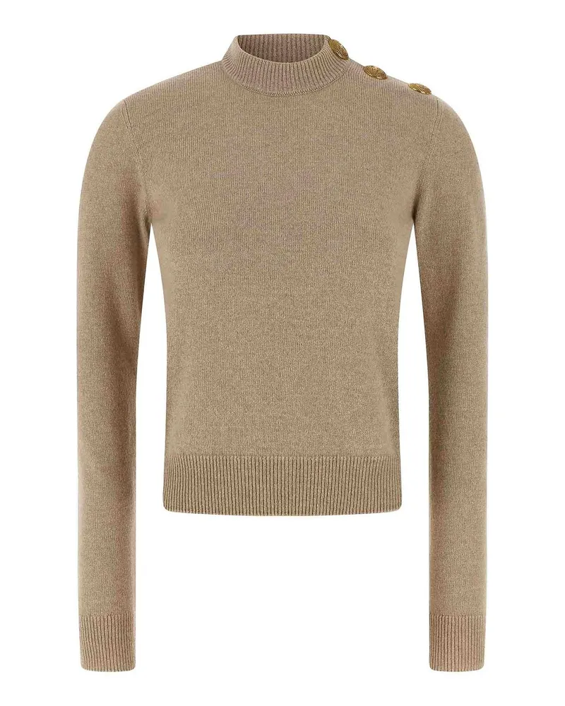 Balmain Rundhalspullover - Beige Beige