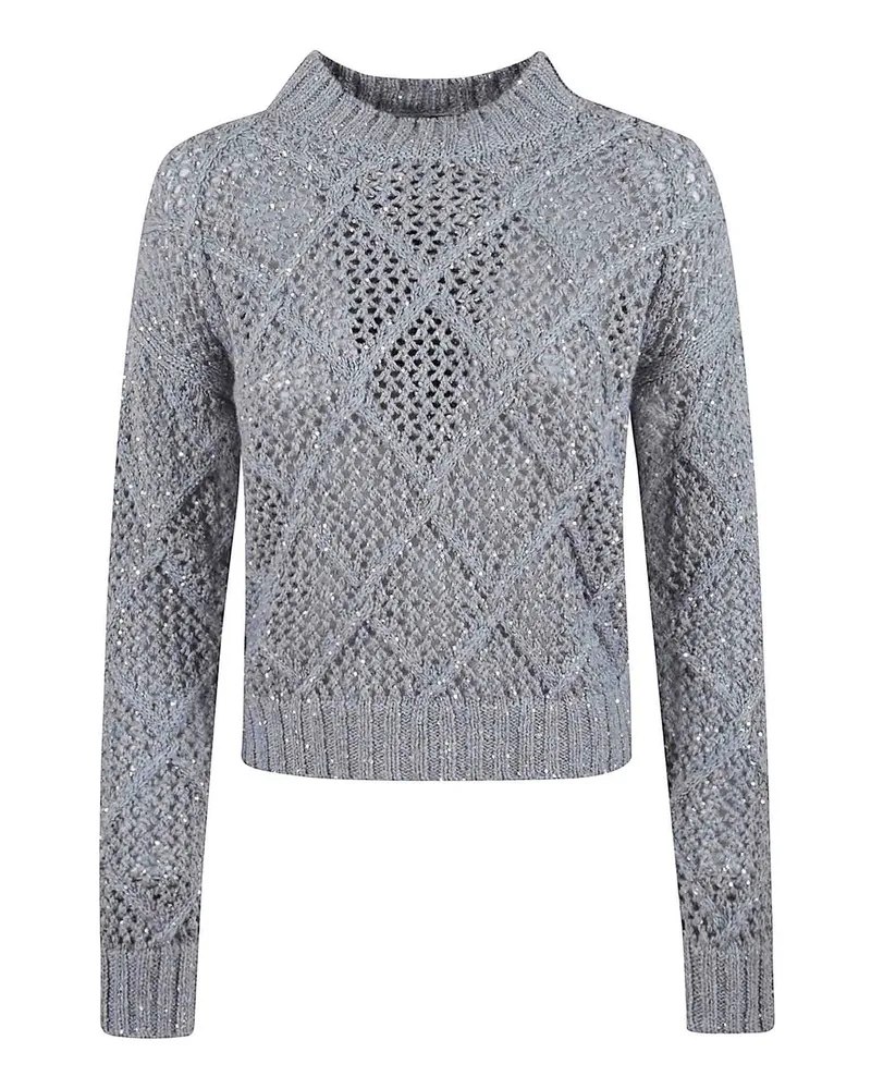 Max Mara Rundhalspullover - Hellgrau Hellgrau