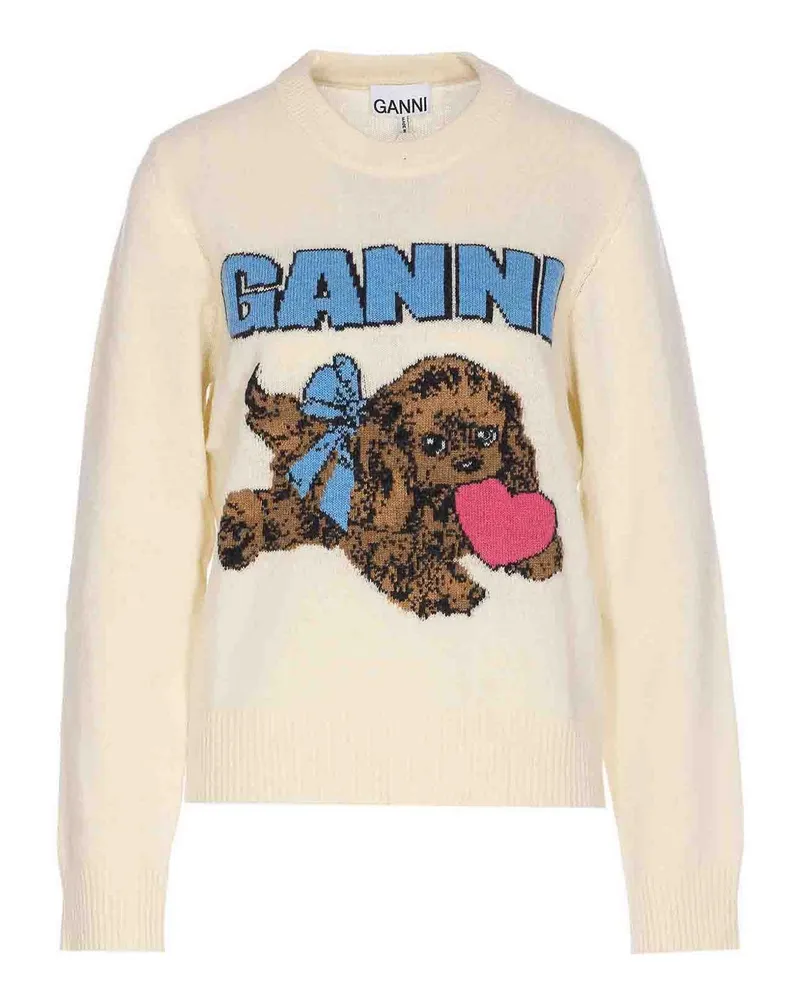 Ganni Rundhalspullover - Weiß Weiß