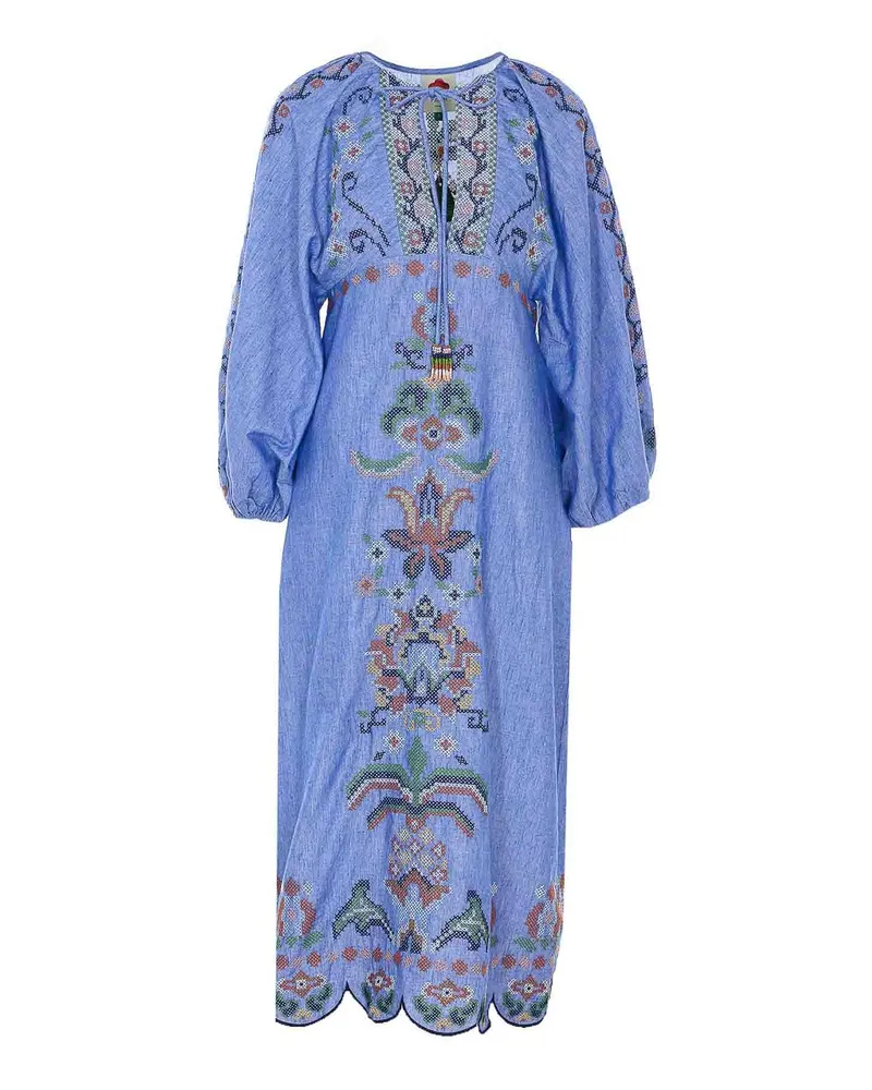FARM Rio Knielanges Kleid - Blau Blau