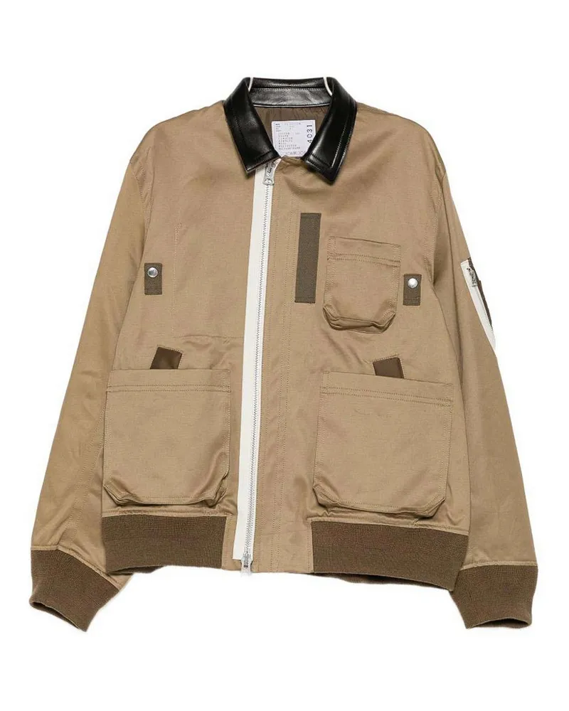 Sacai Kurzer Mantel - Beige Beige