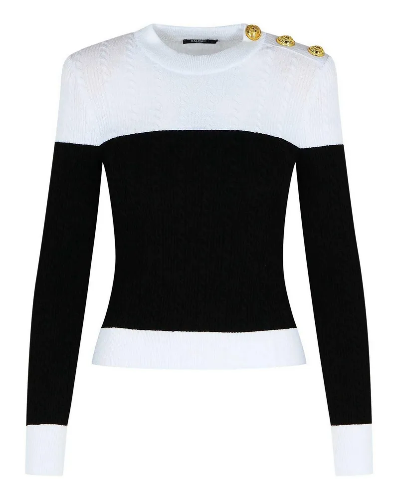 Balmain Rundhalspullover - Schwarz Schwarz