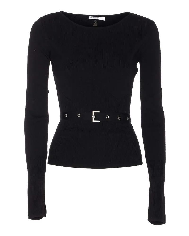 Patrizia Pepe Rundhalspullover - Schwarz Schwarz