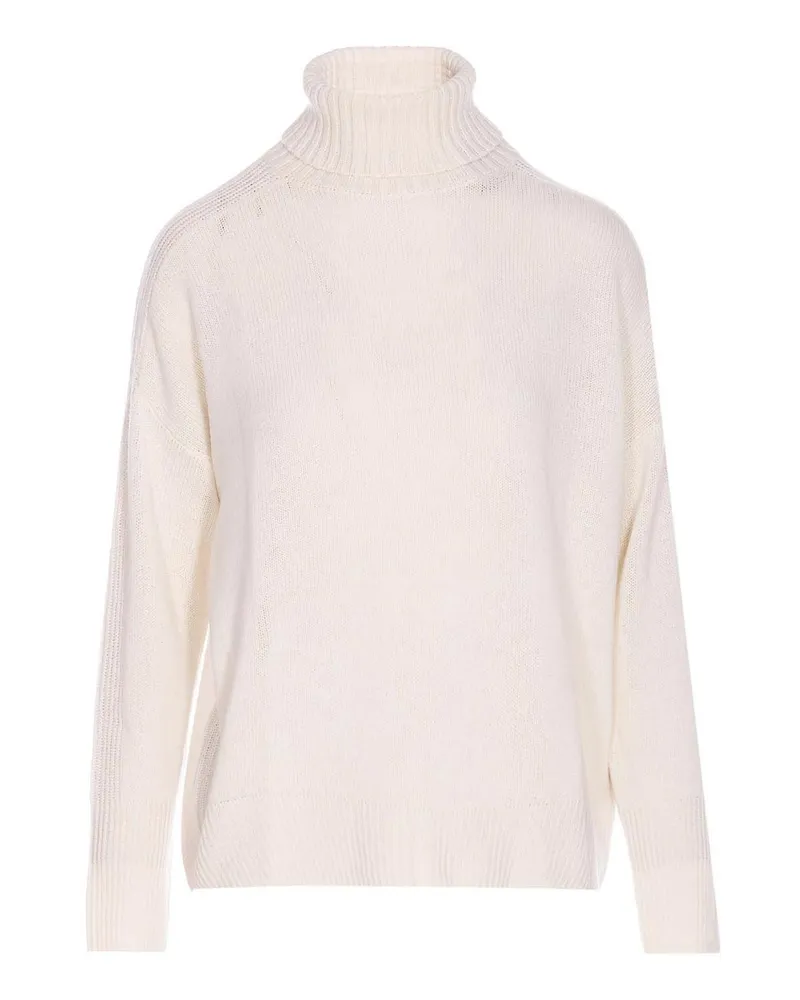 ALLUDE Rundhalspullover - Weiß Weiß