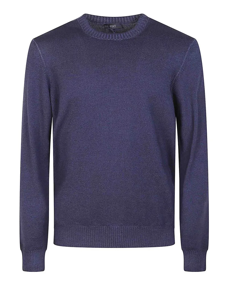 Fay Rundhalspullover - Blau Blau