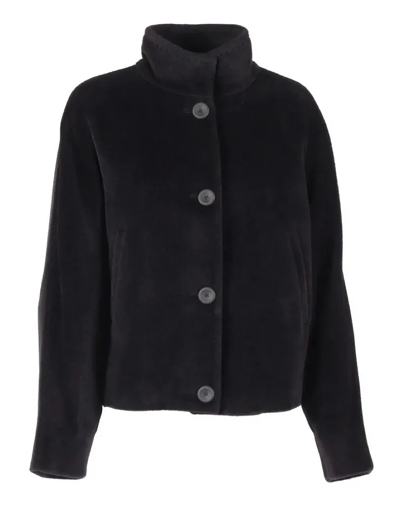 Max Mara Langer Mantel - Schwarz Schwarz