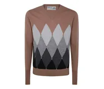 V-Pullover - Braun