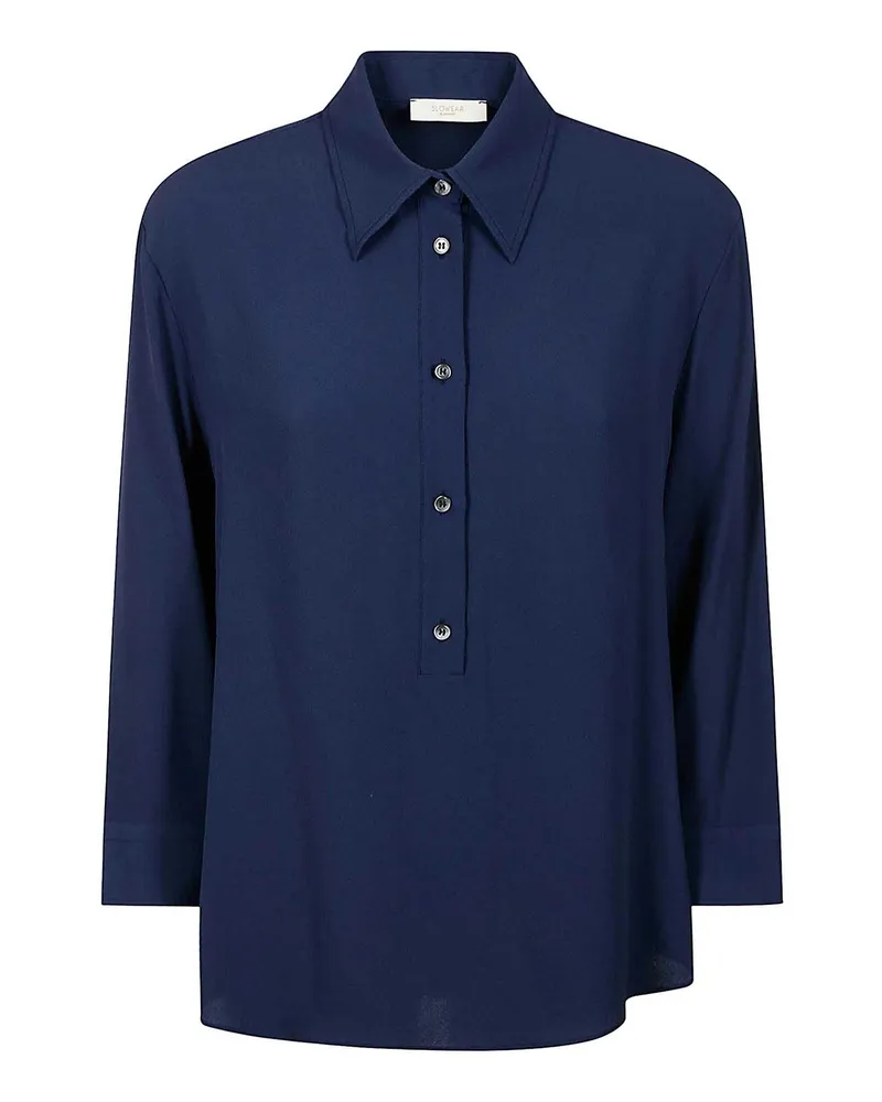 Glanshirt Hemd - Jeansblau Jeansblau