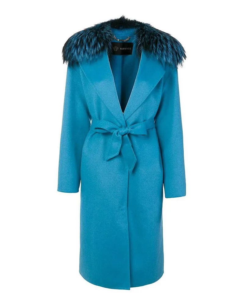 Versace Knielanger Mantel - Blau Blau
