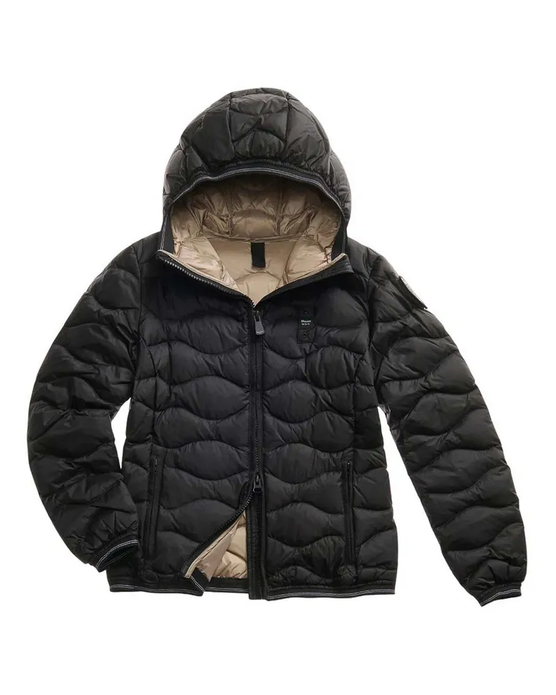 Blauer Knielanger Mantel - Schwarz Schwarz