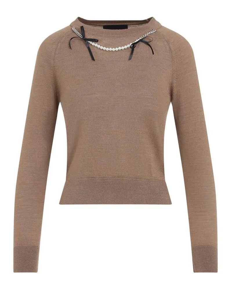 Simone Rocha Rundhalspullover - Beige Beige