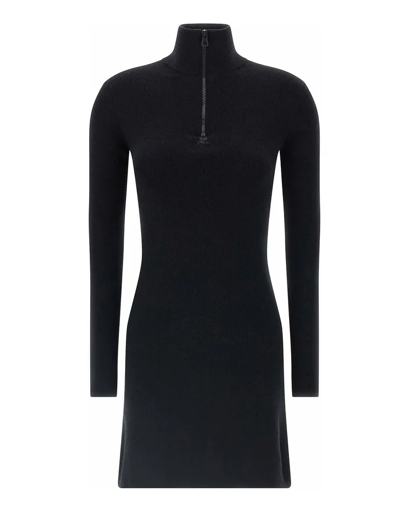 Courrèges Knielanges Kleid - Schwarz Schwarz
