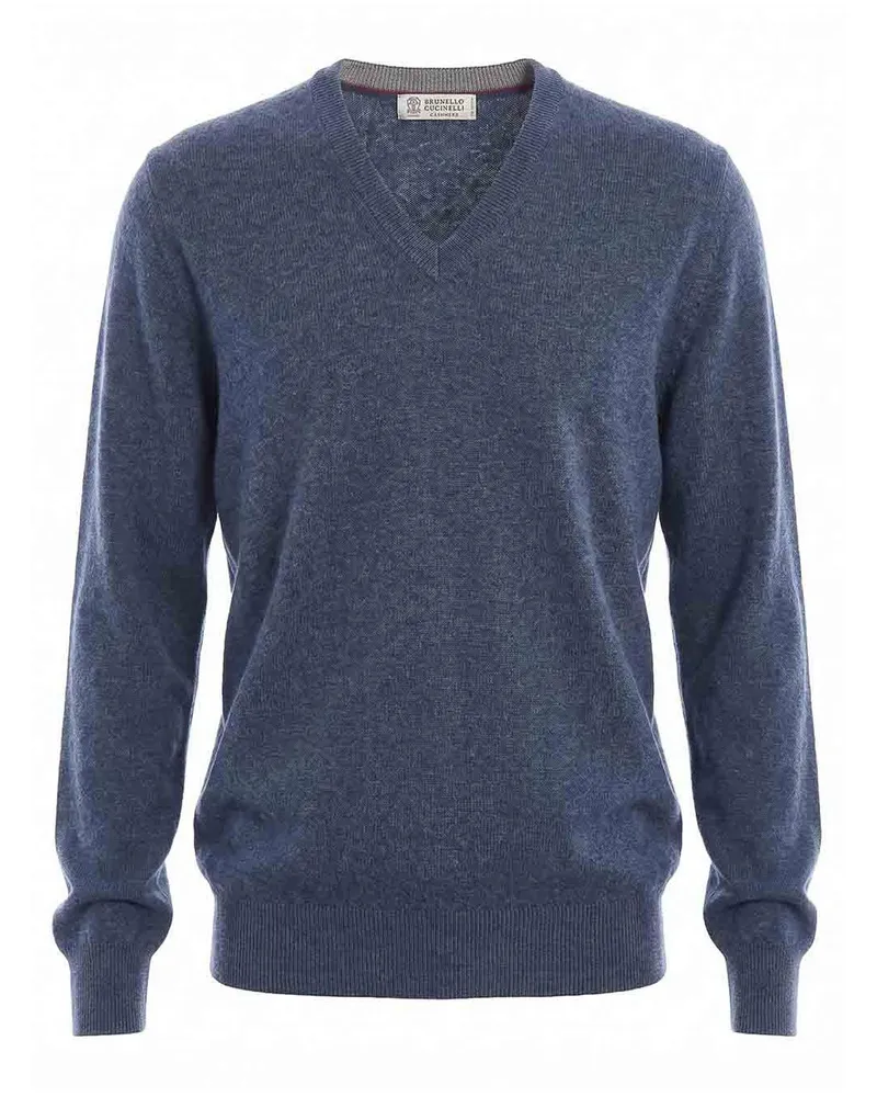 Brunello Cucinelli Rundhalspullover - Denim Jeansblau