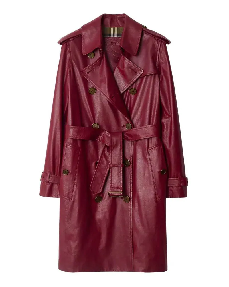 Burberry Knielanger Mantel - Weiß Rot