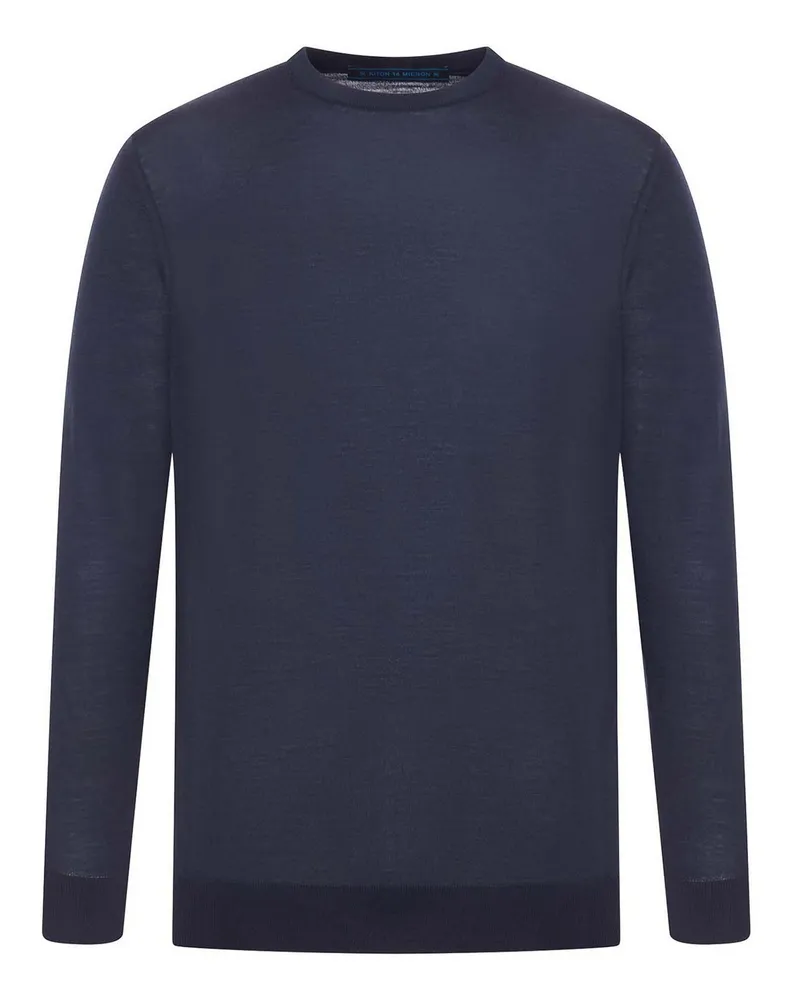 Kiton Rundhalspullover - Blau Blau