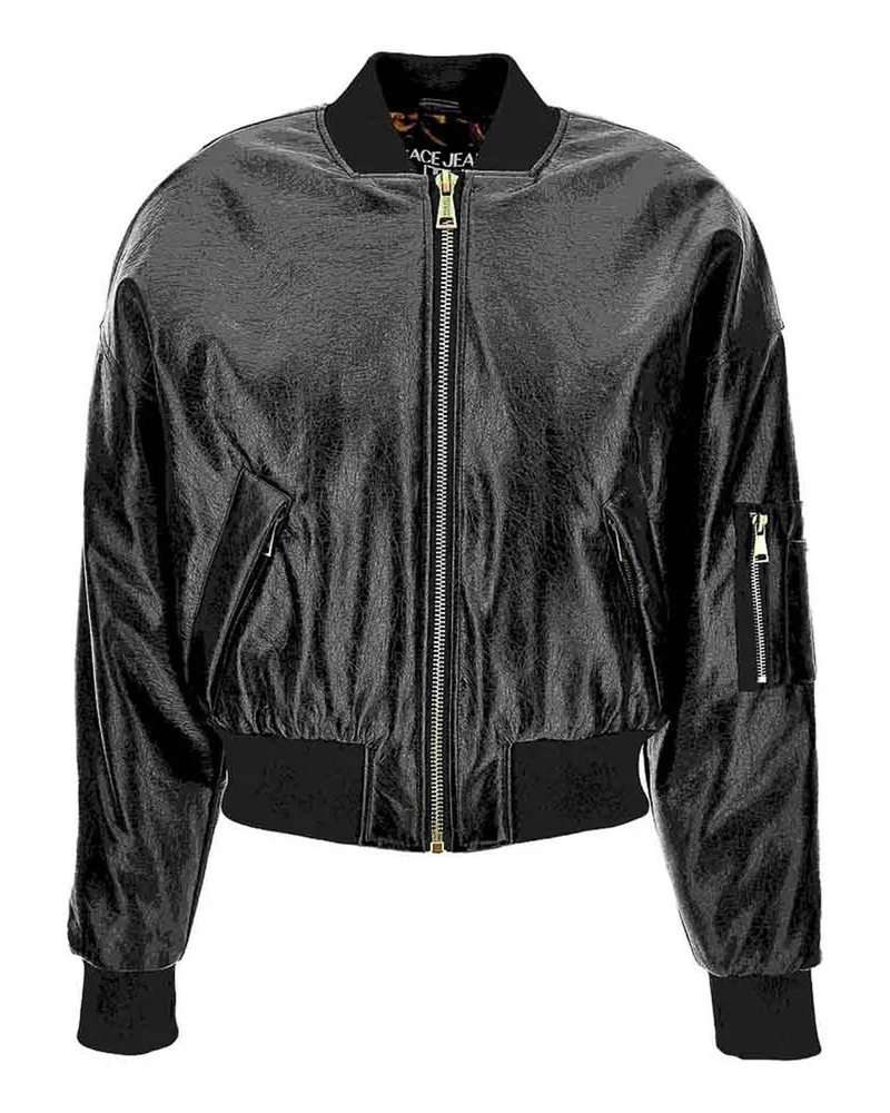 Versace Jeans Lederjacke - Schwarz Schwarz