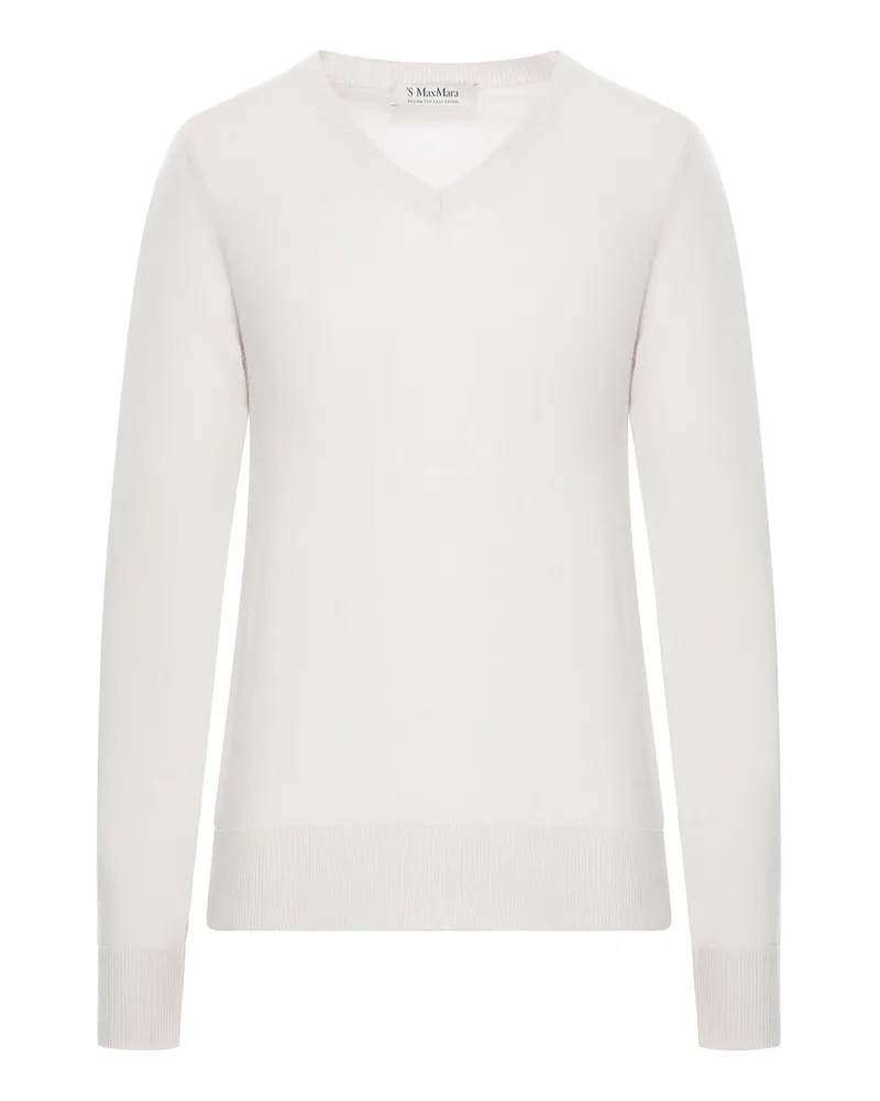 Max Mara Rundhalspullover - Weiß Weiß
